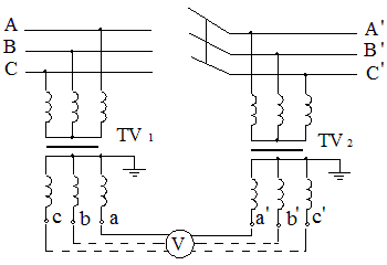 三相電壓互感器低壓側(cè)試驗(yàn)接線(xiàn)接線(xiàn)圖